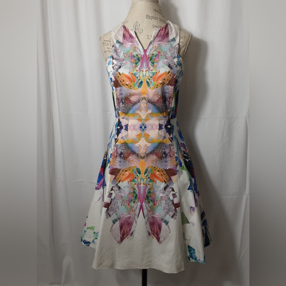 Hannah Goff Tree Frog Kaleidoscope Print Fit & Flare Midi Dress.